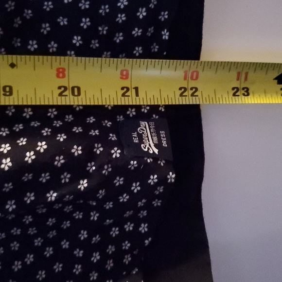 Vintage Superdry Navy Dainty Floral Bandeau Mini Dress Size Extra Small Viscose - Picture 12 of 12